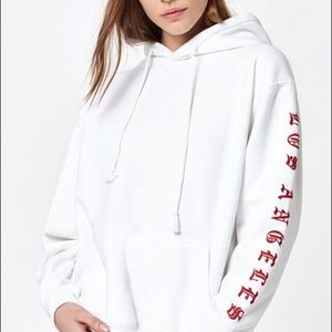 Brandy Melville white hoodie w red detailing